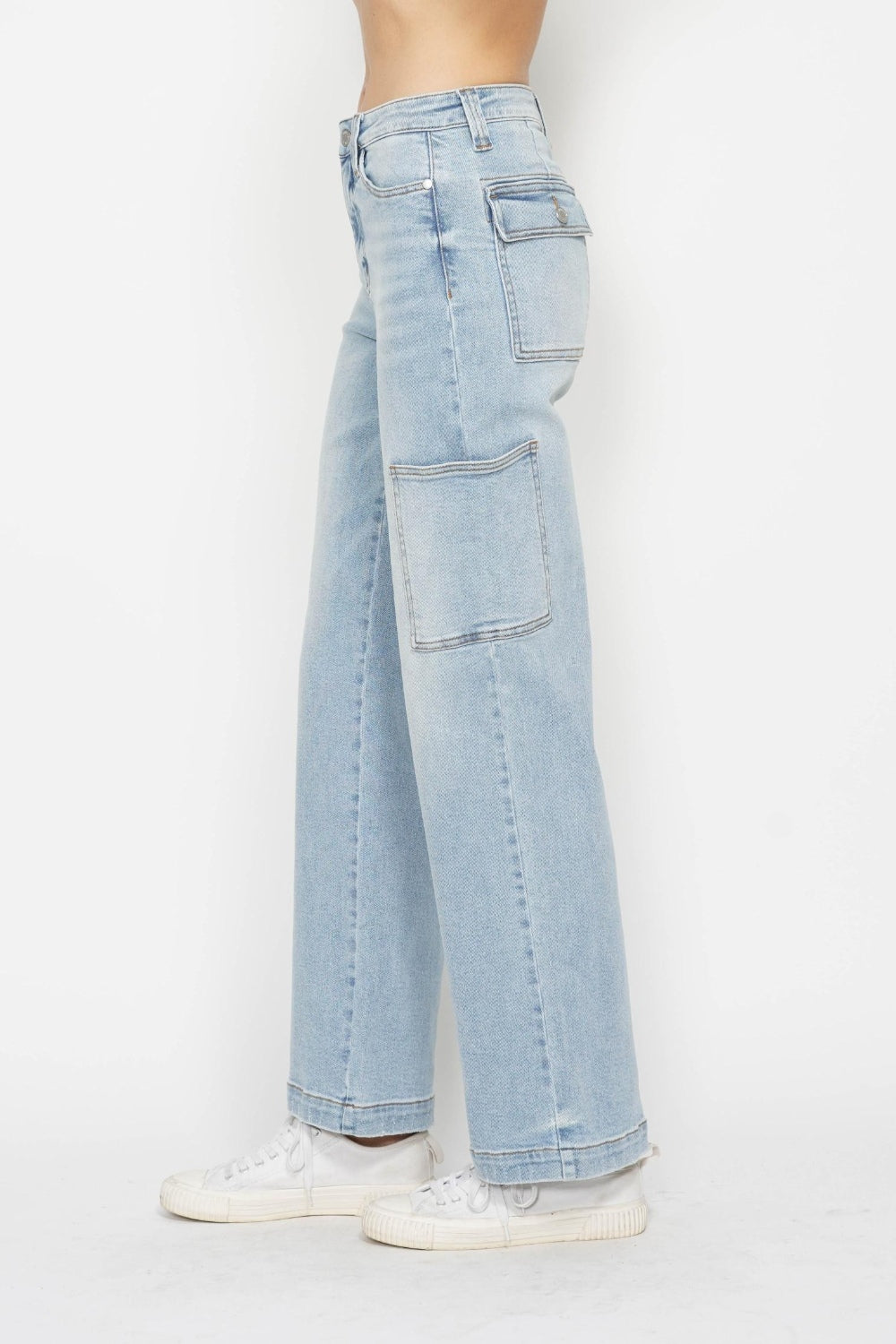 Judy Blue High Waist Light Wash Straight Cargo Jeans-Trendsi-[option4]-[option5]-[option6]-[option7]-[option8]-Shop-Boutique-Clothing-for-Women-Online