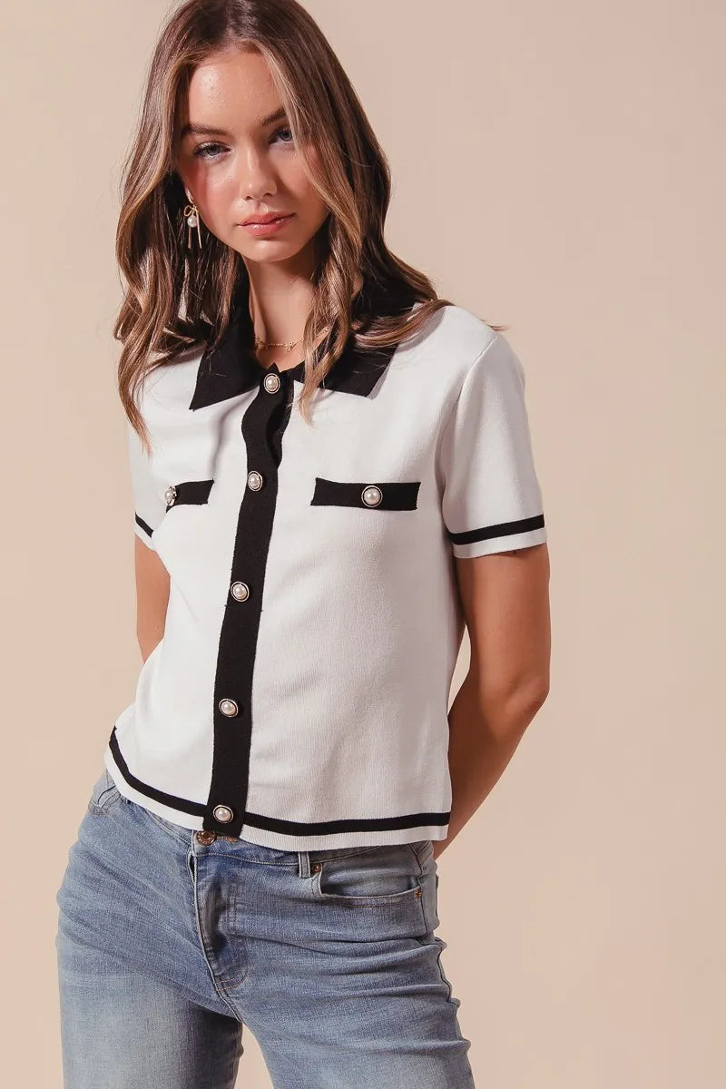 SO ME Button Down Knitted Sweater Shirt Top-Blouses-Trendsi-[option4]-[option5]-[option6]-[option7]-[option8]-Shop-Boutique-Clothing-for-Women-Online