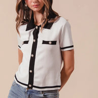 SO ME Button Down Knitted Sweater Shirt Top-Blouses-Trendsi-[option4]-[option5]-[option6]-[option7]-[option8]-Shop-Boutique-Clothing-for-Women-Online