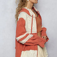 POL Raw Hem Color Block Hooded Jacket-Jacket-Trendsi-[option4]-[option5]-[option6]-[option7]-[option8]-Shop-Boutique-Clothing-for-Women-Online