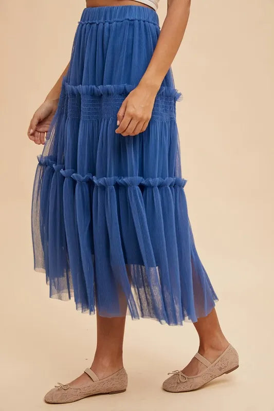 Annie Wear Tulle Tiered Midi Skirt-Skirts-Trendsi-[option4]-[option5]-[option6]-[option7]-[option8]-Shop-Boutique-Clothing-for-Women-Online