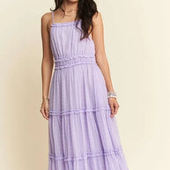 Davi & Dani Texture Swiss Dot Ruffle Square Neck Midi Dress-Dresses-Trendsi-[option4]-[option5]-[option6]-[option7]-[option8]-Shop-Boutique-Clothing-for-Women-Online