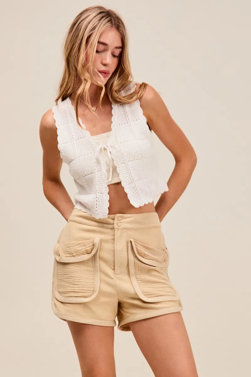 SO ME Mineral Washed Terry High Rise Cargo Shorts-Shorts-Trendsi-[option4]-[option5]-[option6]-[option7]-[option8]-Shop-Boutique-Clothing-for-Women-Online