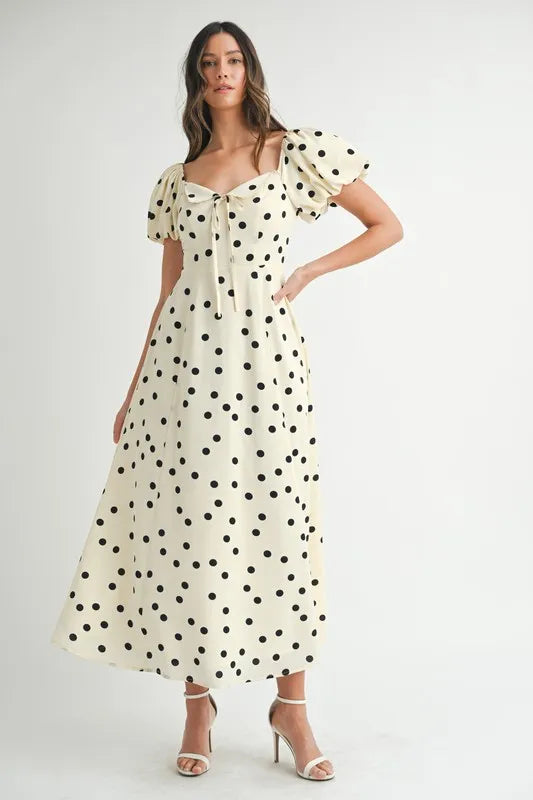 MABLE Polka Dot Puff Sleeve Midi Dress-Dresses-Trendsi-[option4]-[option5]-[option6]-[option7]-[option8]-Shop-Boutique-Clothing-for-Women-Online