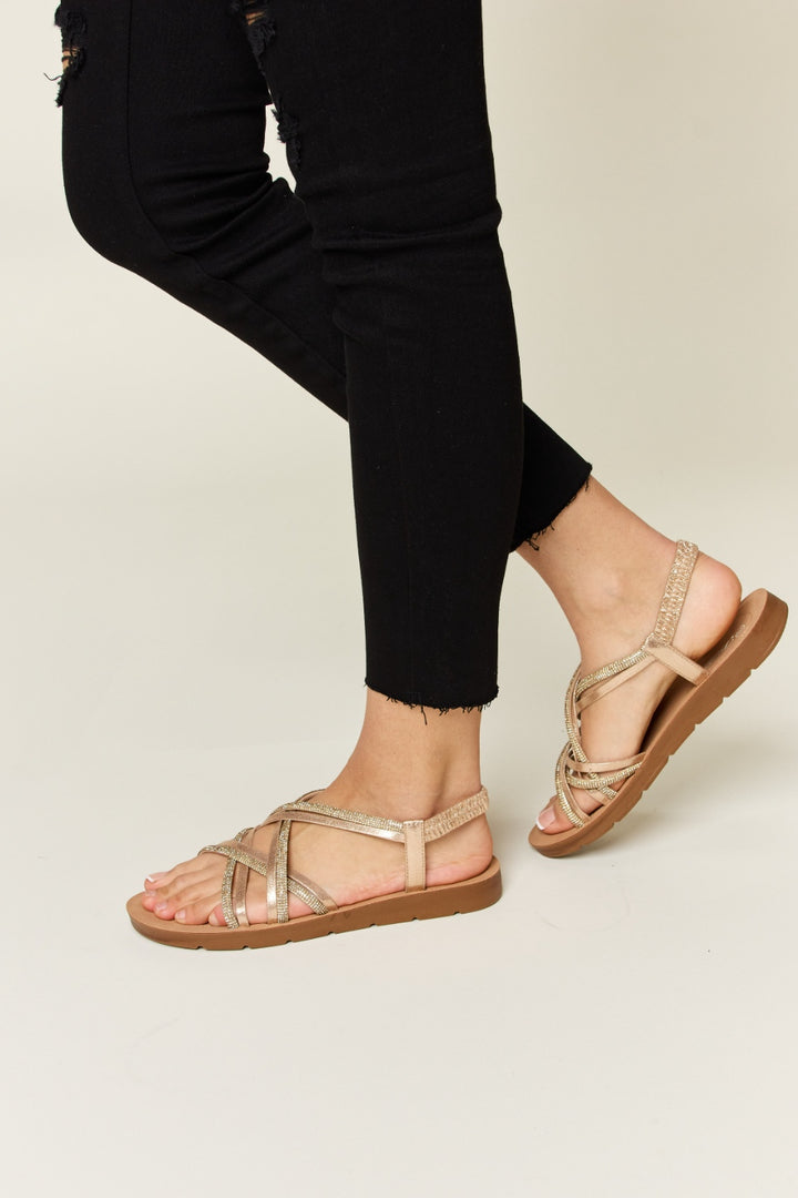 Forever Link Rhinestone Crisscross Flat Sandals-Trendsi-[option4]-[option5]-[option6]-[option7]-[option8]-Shop-Boutique-Clothing-for-Women-Online