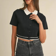 MABLE Button Down Contrast Collared Knit Cardigan-Crop Tops-Trendsi-[option4]-[option5]-[option6]-[option7]-[option8]-Shop-Boutique-Clothing-for-Women-Online