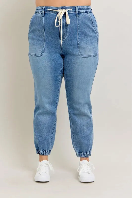 Judy Blue High Waist Denim Joggers-Trendsi-[option4]-[option5]-[option6]-[option7]-[option8]-Shop-Boutique-Clothing-for-Women-Online