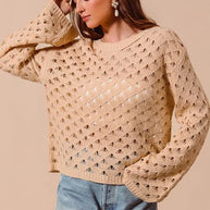 SO ME Geometric Pattern Open Knit Lightweight Sweater-Sweaters-Trendsi-[option4]-[option5]-[option6]-[option7]-[option8]-Shop-Boutique-Clothing-for-Women-Online