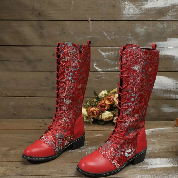 Lace Up Block Heels Boots-110 Fashion Boots-Trendsi-[option4]-[option5]-[option6]-[option7]-[option8]-Shop-Boutique-Clothing-for-Women-Online