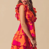 SO ME Floral V Neck Layered Dress with Elasticized Waist-Dresses-Trendsi-[option4]-[option5]-[option6]-[option7]-[option8]-Shop-Boutique-Clothing-for-Women-Online