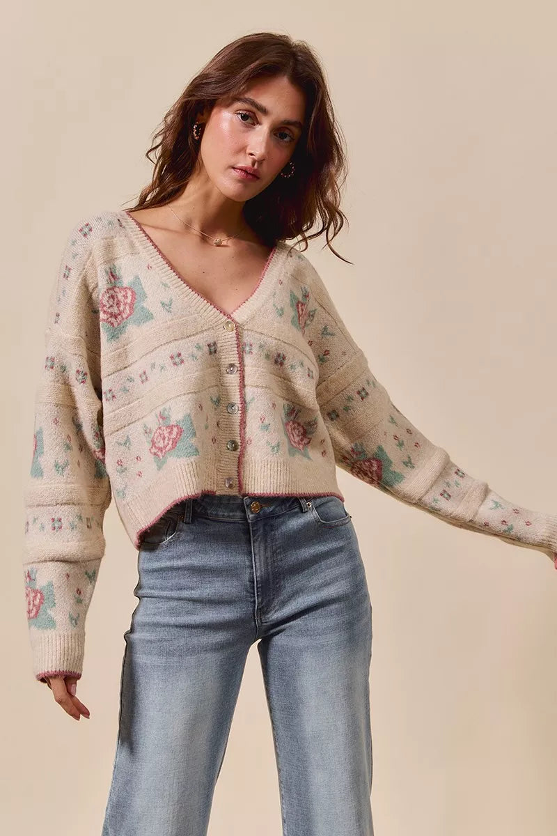 SO ME Floral Pattern Long Sleeve Button Sweater Cardigan-Cardigans-Trendsi-[option4]-[option5]-[option6]-[option7]-[option8]-Shop-Boutique-Clothing-for-Women-Online