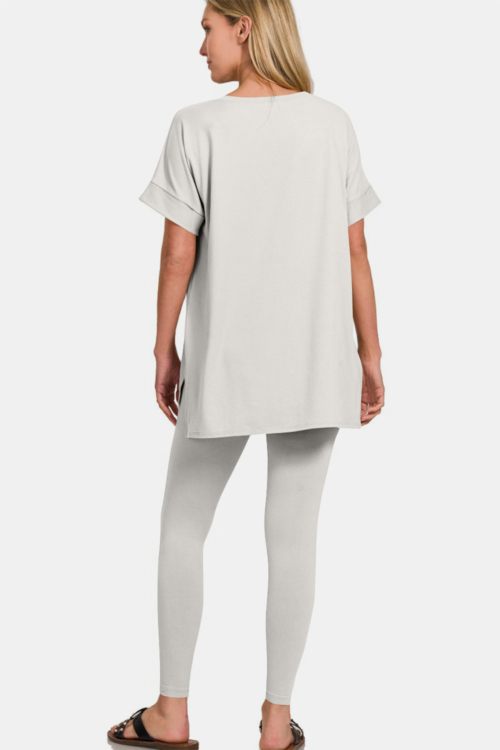 Zenana V-Neck Rolled Short Sleeve T-Shirt and Leggings Lounge Set-Trendsi-[option4]-[option5]-[option6]-[option7]-[option8]-Shop-Boutique-Clothing-for-Women-Online