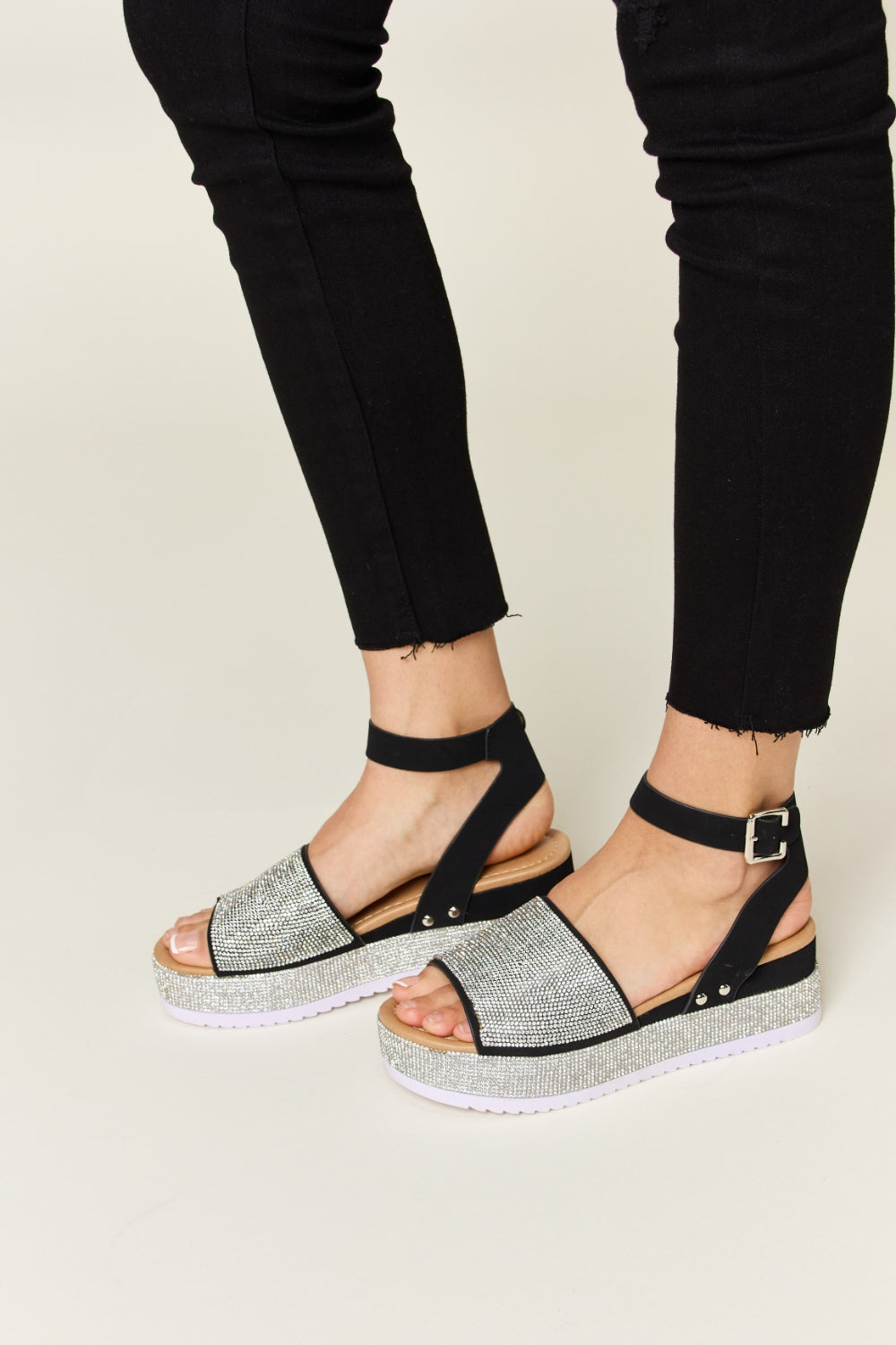 Forever Link Rhinestone Buckle Strappy Wedge Sandals-Trendsi-Black-6-[option4]-[option5]-[option6]-[option7]-[option8]-Shop-Boutique-Clothing-for-Women-Online
