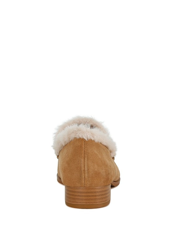 Allie Fur Trim Genuine Suede Loafers-Rag Company-[option4]-[option5]-[option6]-[option7]-[option8]-Shop-Boutique-Clothing-for-Women-Online