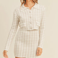 MABLE Houndstooth Cropped Knit Cardigan and Mini Skirt Set-Sets-Trendsi-[option4]-[option5]-[option6]-[option7]-[option8]-Shop-Boutique-Clothing-for-Women-Online