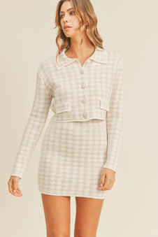 MABLE Houndstooth Cropped Knit Cardigan and Mini Skirt Set-Sets-Trendsi-[option4]-[option5]-[option6]-[option7]-[option8]-Shop-Boutique-Clothing-for-Women-Online