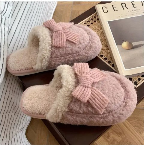 Cozy Knit Bow Slippers-Miss Sparkling-[option4]-[option5]-[option6]-[option7]-[option8]-Shop-Boutique-Clothing-for-Women-Online