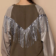 POL Balloon Sleeve French Terry Sweatshirt with Sequin Tassel-Sweatshirts-Trendsi-[option4]-[option5]-[option6]-[option7]-[option8]-Shop-Boutique-Clothing-for-Women-Online
