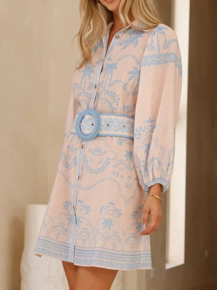 Printed Button Down Shirt Dress with Belt-Dresses-Trendsi-[option4]-[option5]-[option6]-[option7]-[option8]-Shop-Boutique-Clothing-for-Women-Online