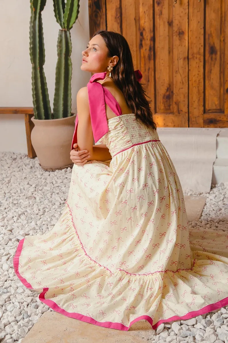 SO ME Ribbon Flowy Maxi Dress with Contrast Trim-Dresses-Trendsi-[option4]-[option5]-[option6]-[option7]-[option8]-Shop-Boutique-Clothing-for-Women-Online