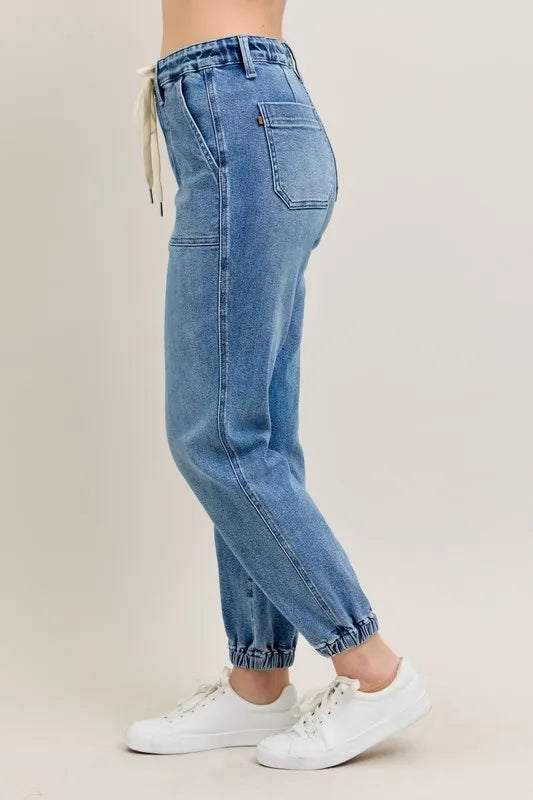 Judy Blue High Waist Denim Joggers-Trendsi-[option4]-[option5]-[option6]-[option7]-[option8]-Shop-Boutique-Clothing-for-Women-Online