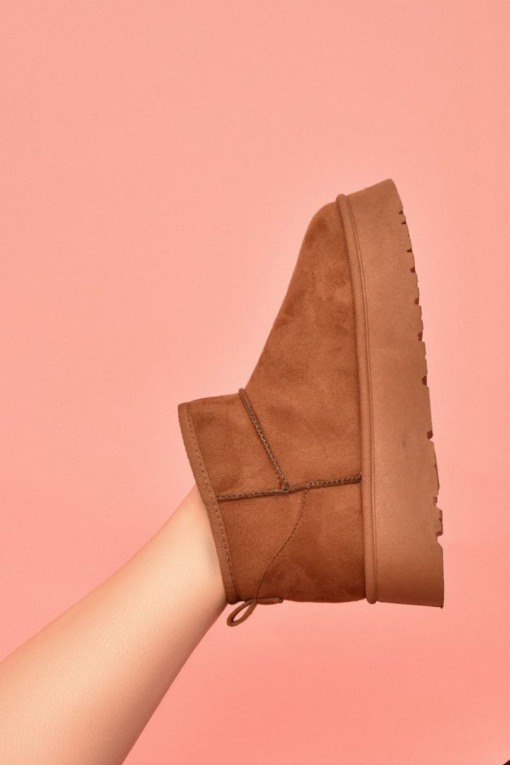 WILD DIVA Caramel Suede Round Toe Platform Booties-Trendsi-[option4]-[option5]-[option6]-[option7]-[option8]-Shop-Boutique-Clothing-for-Women-Online