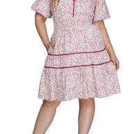 She + Sky Full Size Printed V-Neck Puff Sleeve Tiered Dress-Dresses-Trendsi-[option4]-[option5]-[option6]-[option7]-[option8]-Shop-Boutique-Clothing-for-Women-Online