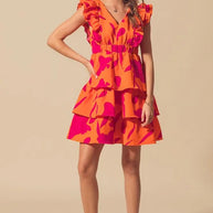 SO ME Floral V Neck Layered Dress with Elasticized Waist-Dresses-Trendsi-[option4]-[option5]-[option6]-[option7]-[option8]-Shop-Boutique-Clothing-for-Women-Online