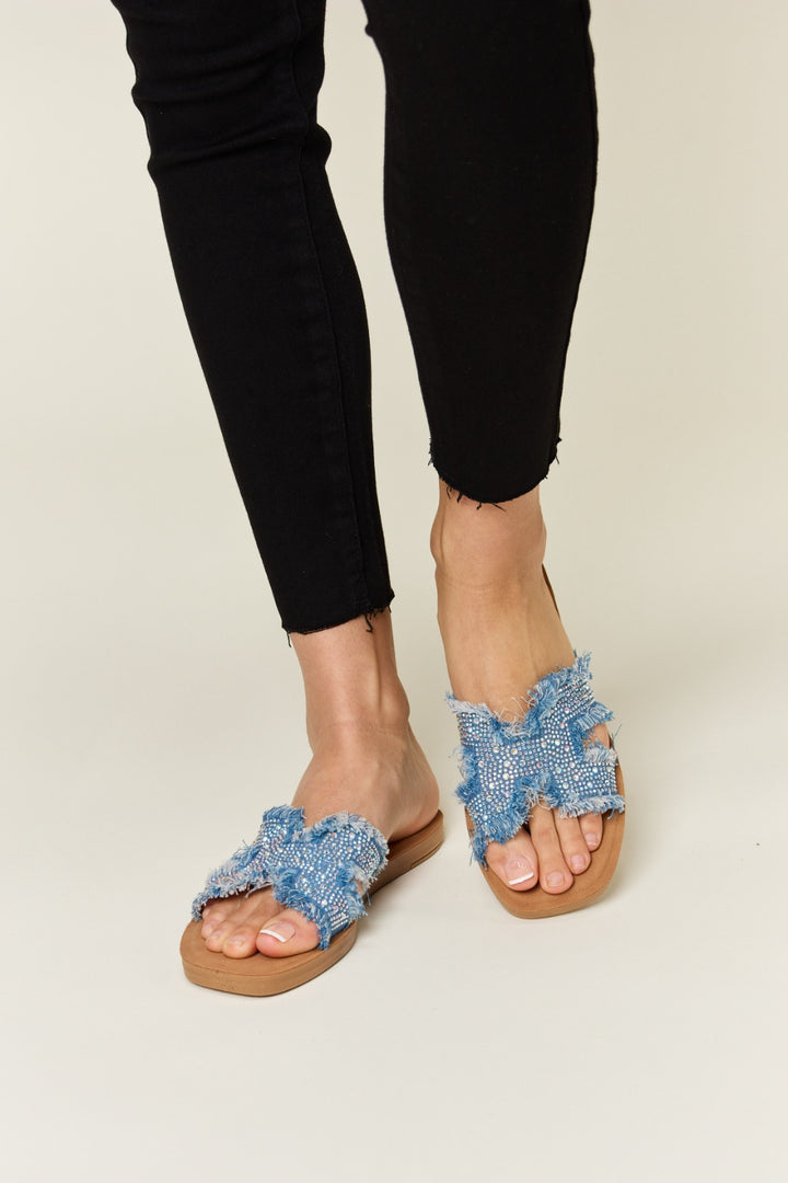 Forever Link Raw Trim Denim H-Band Flat Sandals-Trendsi-BLUE DENIM-6-[option4]-[option5]-[option6]-[option7]-[option8]-Shop-Boutique-Clothing-for-Women-Online
