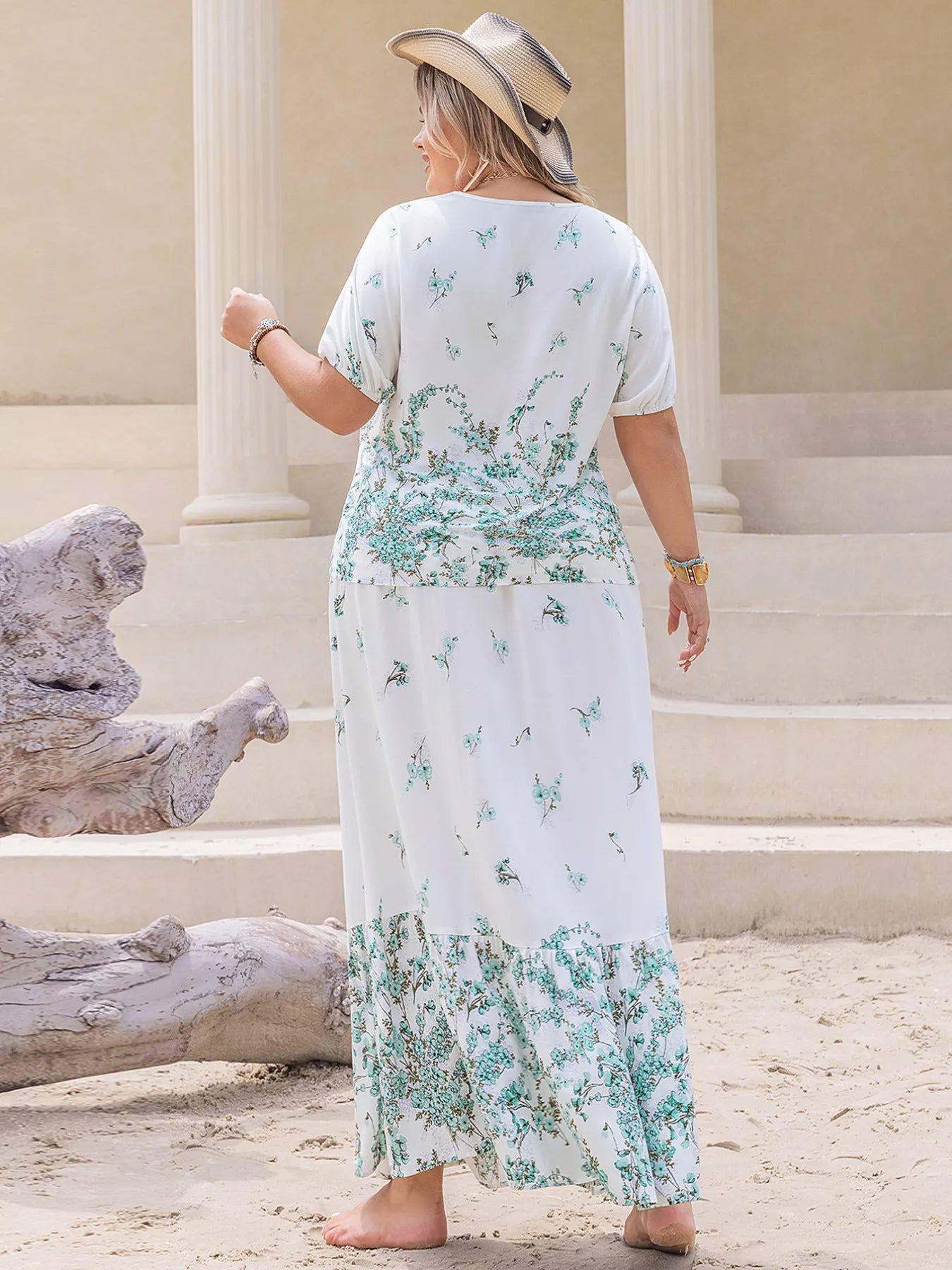 Plus Size Printed Lace Detail Short Sleeve Top and Skirt Set-Dresses-Trendsi-[option4]-[option5]-[option6]-[option7]-[option8]-Shop-Boutique-Clothing-for-Women-Online