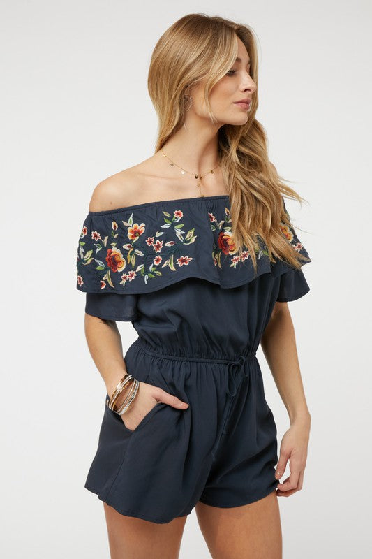 FLORAL EMBROIDERED OFF SHOULDER ROMPER-Davi & Dani-[option4]-[option5]-[option6]-[option7]-[option8]-Shop-Boutique-Clothing-for-Women-Online