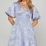 She + Sky Crinkle Woven V-Neck Balloon Sleeve Mini Dress-Dresses-Trendsi-[option4]-[option5]-[option6]-[option7]-[option8]-Shop-Boutique-Clothing-for-Women-Online
