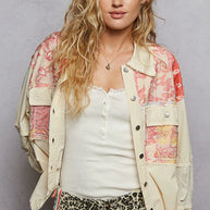 POL Printed Woven Mix Raw Hem Jacket with Lace Detail-Jacket-Trendsi-[option4]-[option5]-[option6]-[option7]-[option8]-Shop-Boutique-Clothing-for-Women-Online