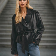 Leather Belted Trench Jacket-Jacket-Trendsi-[option4]-[option5]-[option6]-[option7]-[option8]-Shop-Boutique-Clothing-for-Women-Online