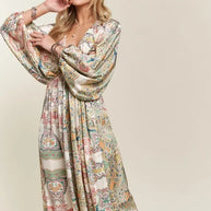 ADORA Printed V-Neck Batwing Sleeve Dress-Dresses-Trendsi-[option4]-[option5]-[option6]-[option7]-[option8]-Shop-Boutique-Clothing-for-Women-Online