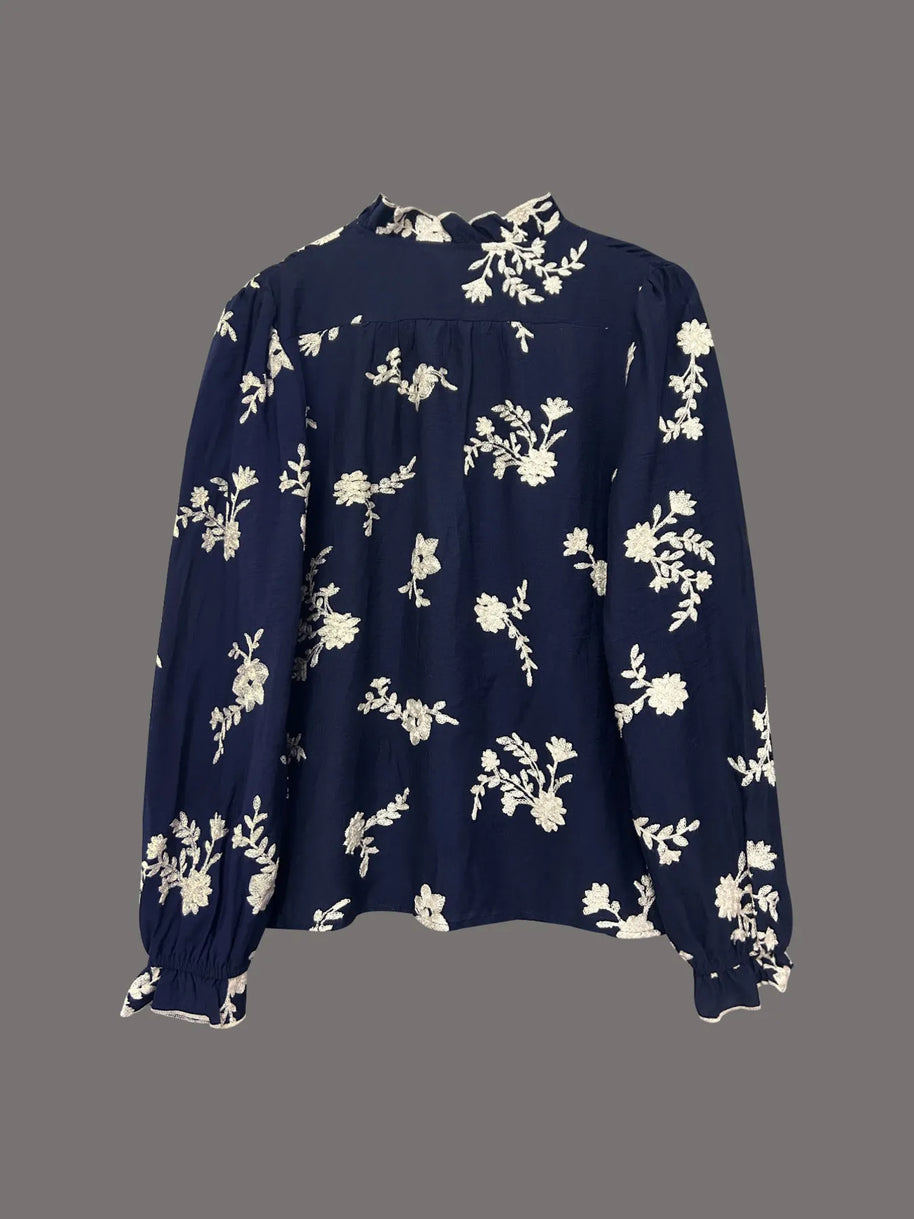 Flower Button Up Long Sleeve Shirt-Tops-Trendsi-[option4]-[option5]-[option6]-[option7]-[option8]-Shop-Boutique-Clothing-for-Women-Online