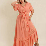 Plus Size Lace Detail Tie Neck Top and Skirt Set-2 piece set-Trendsi-[option4]-[option5]-[option6]-[option7]-[option8]-Shop-Boutique-Clothing-for-Women-Online