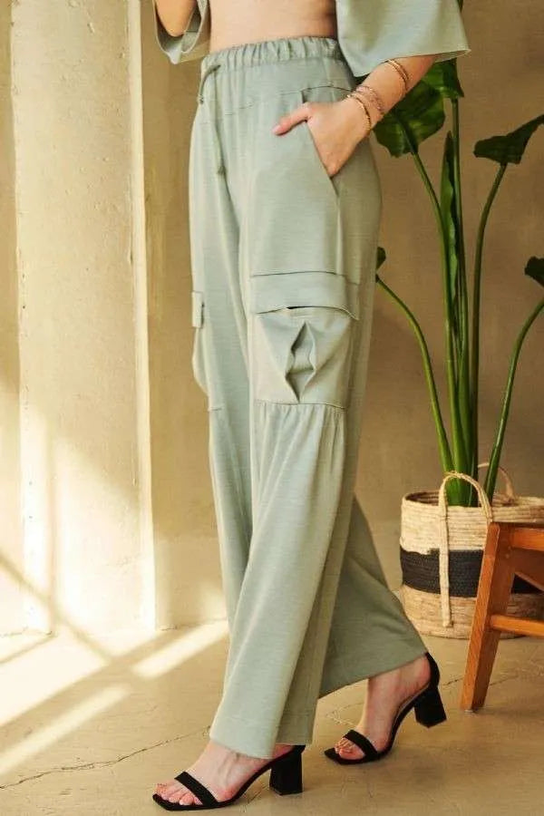 Davi & Dani Drawstring Ruched Detail Wide Leg Pants-Pants-Trendsi-[option4]-[option5]-[option6]-[option7]-[option8]-Shop-Boutique-Clothing-for-Women-Online