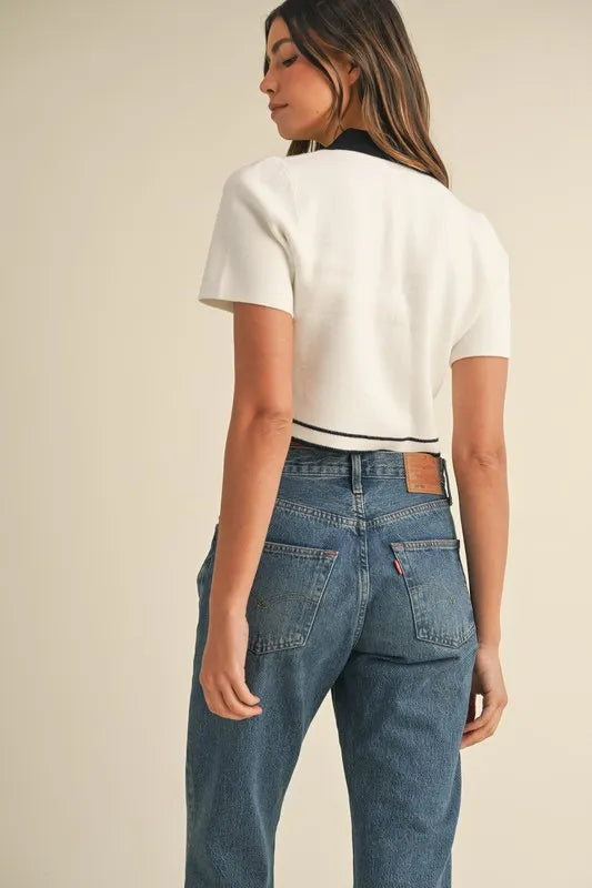 MABLE Button Down Contrast Collared Knit Cardigan-Crop Tops-Trendsi-[option4]-[option5]-[option6]-[option7]-[option8]-Shop-Boutique-Clothing-for-Women-Online