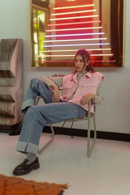 Annie Wear Texture Quilted Snap Down Vest Coat-Vest-Trendsi-[option4]-[option5]-[option6]-[option7]-[option8]-Shop-Boutique-Clothing-for-Women-Online