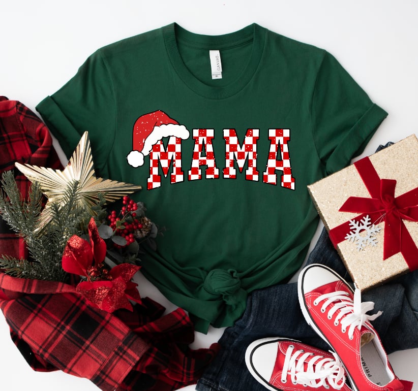 Mama Checkered w/ Santa hat-Graphic Tee-Exclusive Thredz-[option4]-[option5]-[option6]-[option7]-[option8]-Shop-Boutique-Clothing-for-Women-Online