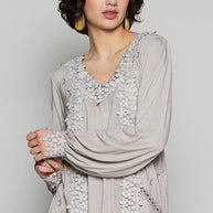 POL Floral Embroidery Woven Top with Lace Trim-Blouses-Trendsi-[option4]-[option5]-[option6]-[option7]-[option8]-Shop-Boutique-Clothing-for-Women-Online