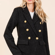 Mittoshop Plaid Texture Double-Breasted Long Sleeve Blazer-Blazers-Trendsi-Black-S-[option4]-[option5]-[option6]-[option7]-[option8]-Shop-Boutique-Clothing-for-Women-Online