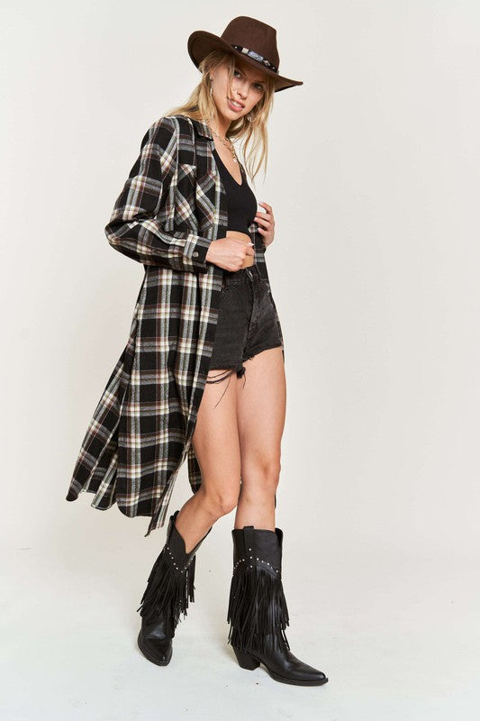 PLAID PRINT COLLAR LONG SHIRT DRESS PLUS SIZE-Jade By Jane-[option4]-[option5]-[option6]-[option7]-[option8]-Shop-Boutique-Clothing-for-Women-Online