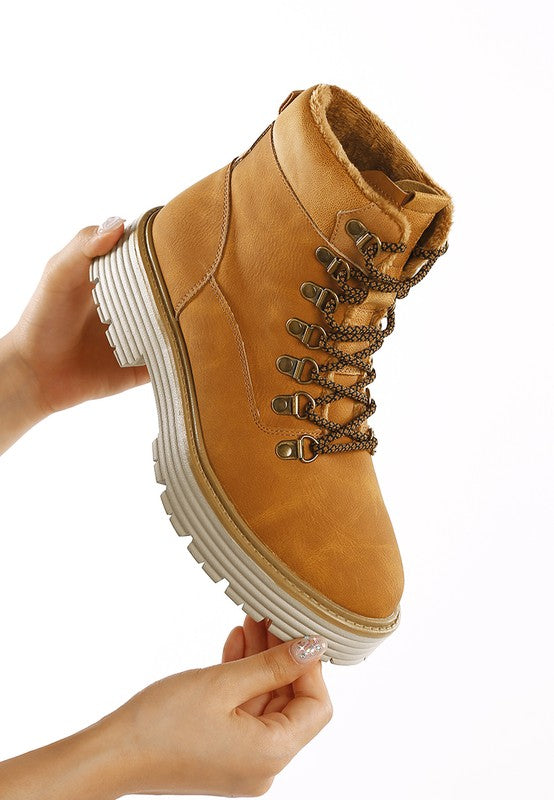 Boskoff Lace-Up Chunky Warm Ankle Boots-Rag Company-[option4]-[option5]-[option6]-[option7]-[option8]-Shop-Boutique-Clothing-for-Women-Online