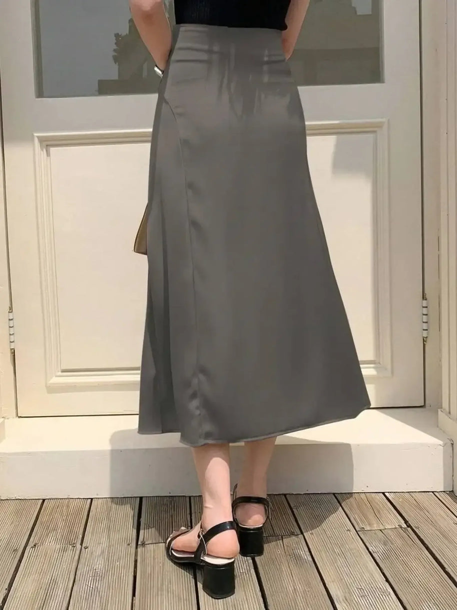 Asymmetric Wrap Midi Skirt with Fluted Hem-Skirts-Trendsi-[option4]-[option5]-[option6]-[option7]-[option8]-Shop-Boutique-Clothing-for-Women-Online