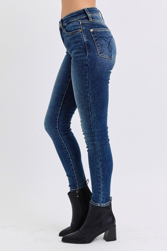 Judy Blue Mid-Rise Waist Skinny Jeans with Thermal Lining-Trendsi-[option4]-[option5]-[option6]-[option7]-[option8]-Shop-Boutique-Clothing-for-Women-Online