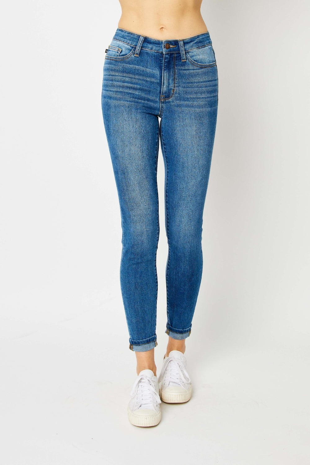 Judy Blue Cuffed Hem Skinny Jeans-Trendsi-[option4]-[option5]-[option6]-[option7]-[option8]-Shop-Boutique-Clothing-for-Women-Online