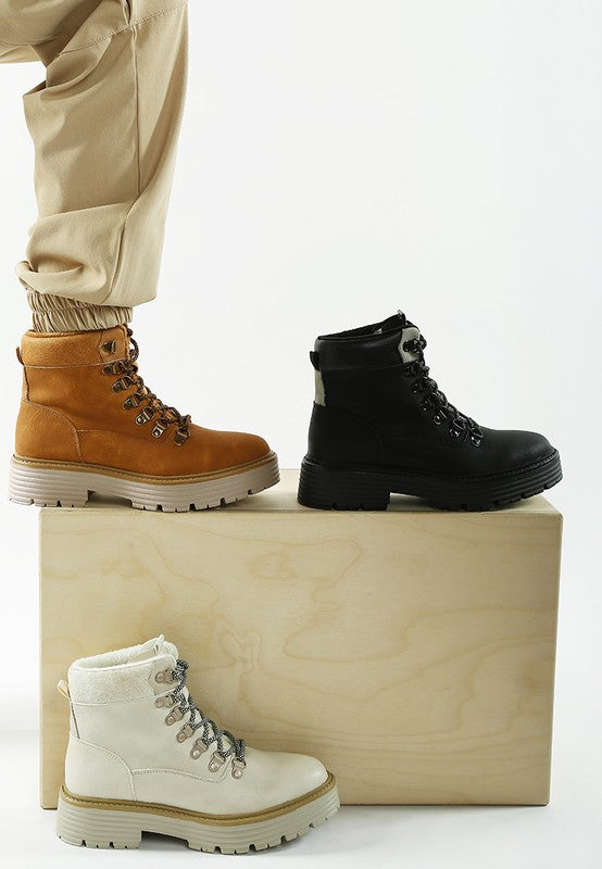 Boskoff Lace-Up Chunky Warm Ankle Boots-Rag Company-[option4]-[option5]-[option6]-[option7]-[option8]-Shop-Boutique-Clothing-for-Women-Online