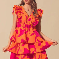 SO ME Floral V Neck Layered Dress with Elasticized Waist-Dresses-Trendsi-[option4]-[option5]-[option6]-[option7]-[option8]-Shop-Boutique-Clothing-for-Women-Online